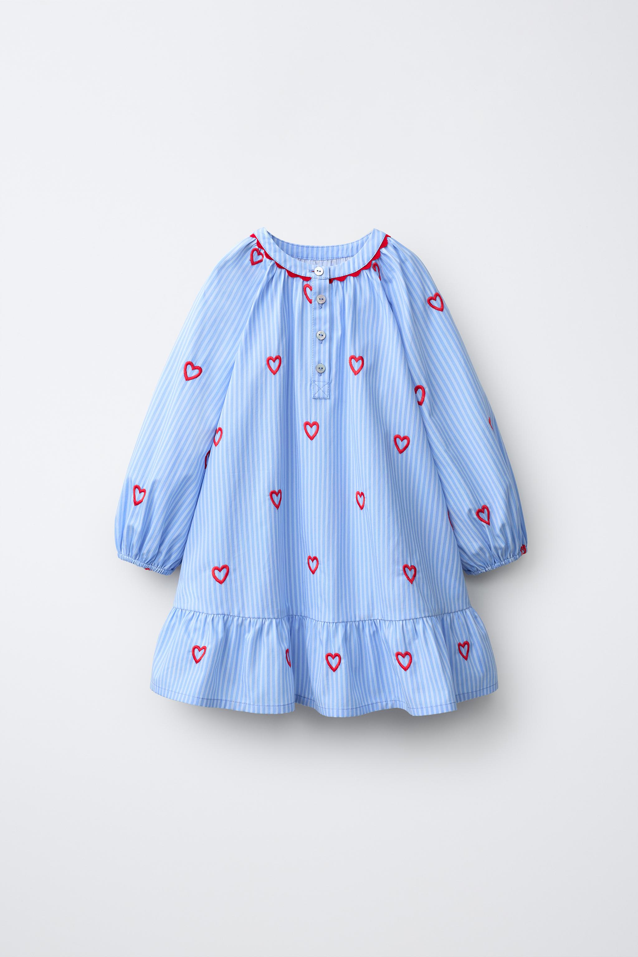 ROBE RAYURES ET CŒURS BRODÉS